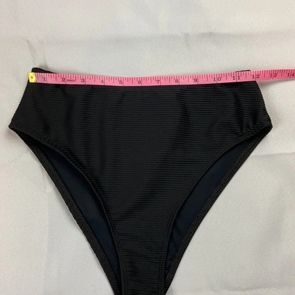 TopShop Black Hi-Cut Ribbed Swimsuit Bottom Size 6 - Picture 4 of 7